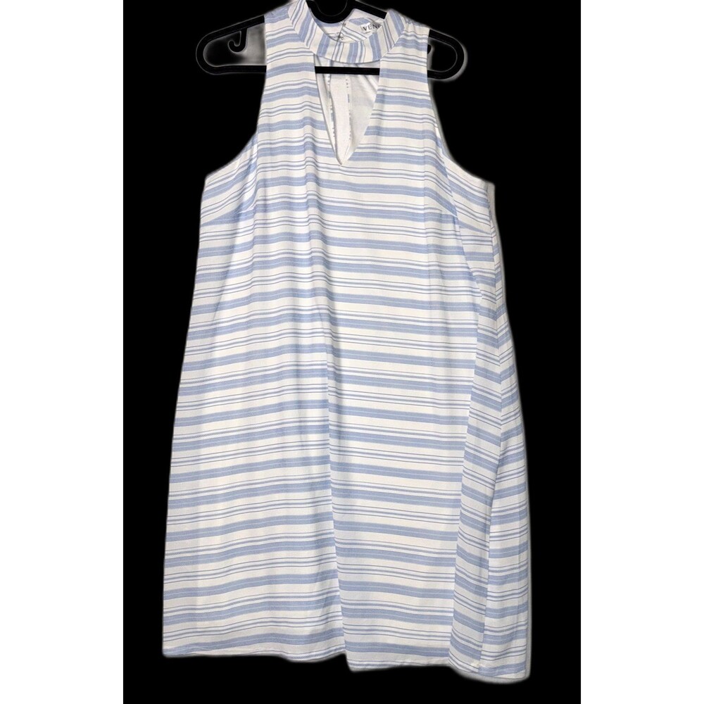 Venus Blue Striped Women's Halter Dress Sz 10 V-Neck Beachy Lightweight Nautical